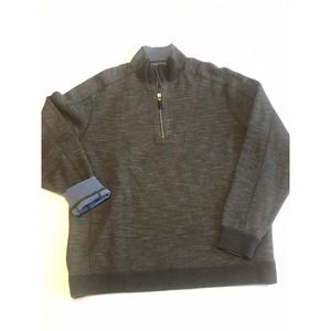 Tommy Bahama Reversible Sweater Mens XL Gray Blue 1/4 Zip No Size Tag
